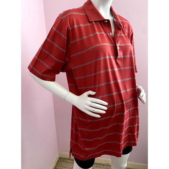 Vintage Fairway & Greene Polo Golf Shirt Mens LARGE Striped Red Cotton - Picture 5 of 15